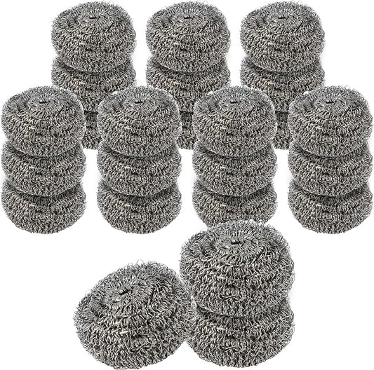 Superio Stainless Steel Scourers Steel Wool Scrubber Pad Used for Dishes, Pots, Pans, Grill, Stoves, and Ovens, Easy scouring for Tough Kitchen Cleaning Pack of 24