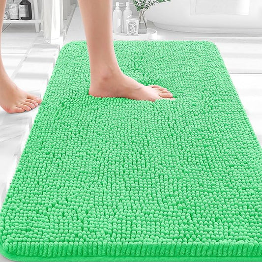 OLANLY Bathroom Rugs 30x18, Extra Soft Absorbent Chenille Bath Rugs, Rubber Backing Quick Dry, Machine Washable Bath Mats for Bathroom Floor, Tub and Shower, Home Decor Accessories, Mint Green