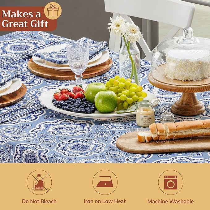Maison d' Hermine 100% Cotton Cloth Napkins Set of 4 Everyday Reusable Square Napkins Cloth Washable Dinner Party Wedding Restaurant Hotel Kitchen Spring Summer (Melodie Bleue, 20" x 20")