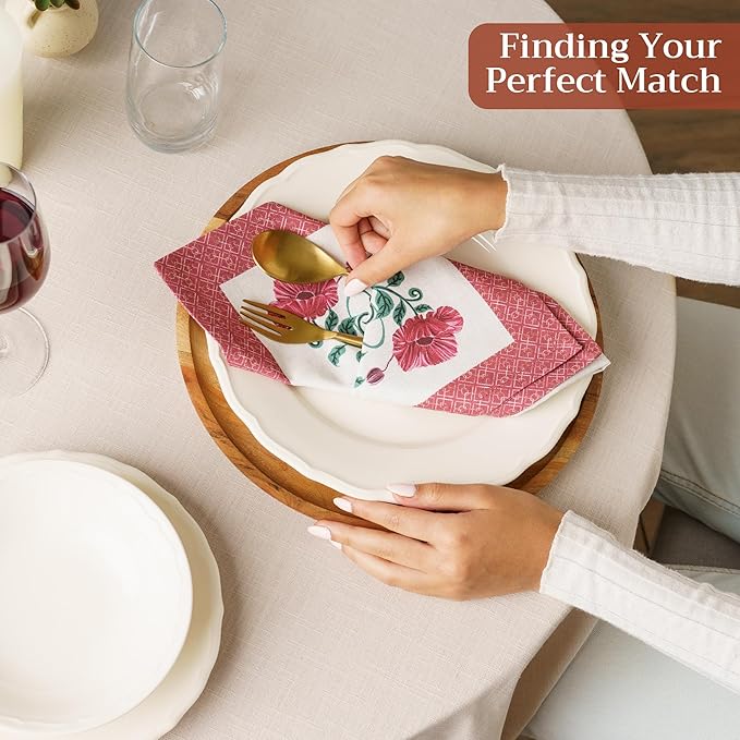 Maison d' Hermine 100% Cotton Cloth Napkins Set of 4 Everyday Reusable Square Napkins Cloth Washable Dinner Party Wedding Restaurant Hotel Kitchen Spring Summer (Poppy, 18" x 18")
