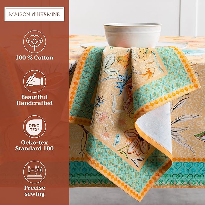 Maison d' Hermine 100% Cotton Cloth Napkins Set of 4 Everyday Reusable Square Napkins Cloth Washable Dinner Party Wedding Restaurant Hotel Kitchen Spring Summer (Luxury Loft - Peach, 20" x 20")