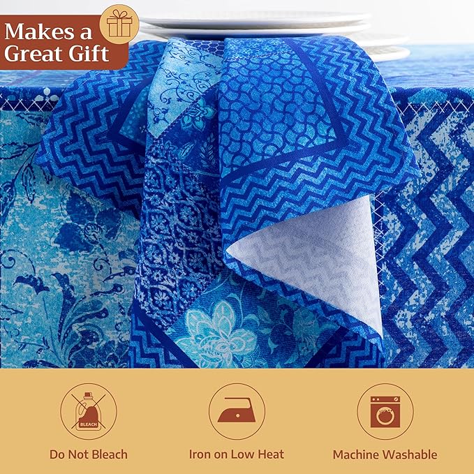 Maison d' Hermine 100% Cotton Cloth Napkins Set of 4 Everyday Reusable Square Napkins Cloth Washable Dinner Party Wedding Restaurant Hotel Kitchen Spring Summer (Indigo Love, 20" x 20")