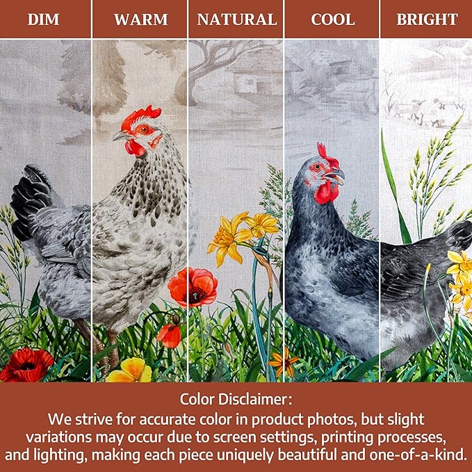 Maison d' Hermine Kitchen Towels Set of 3 100% Cotton 27.50" x 20" Reusable Cloth Tea Dish Towels Absorbent with Hanging Loop for Kitchen Farmhouse Hotel Spring Summer - Basse Cour