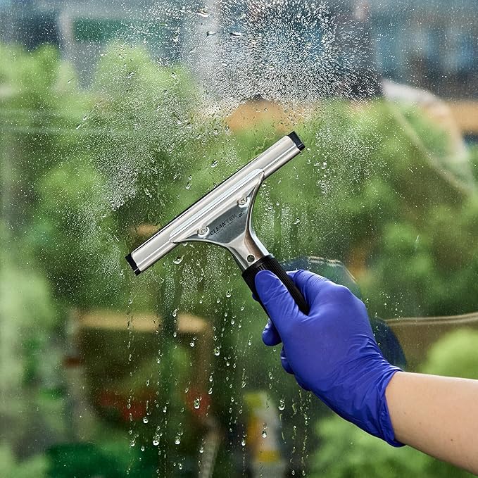 Restaurantware-Clean Tek Professional 5.91 Inch Window Squeegee, 1 Cleaning Squeegee with Rubber Blade - No-Slip Handle, Clean Mirror Or Car Windshield, Stainless Steel Wiper for Glass Door