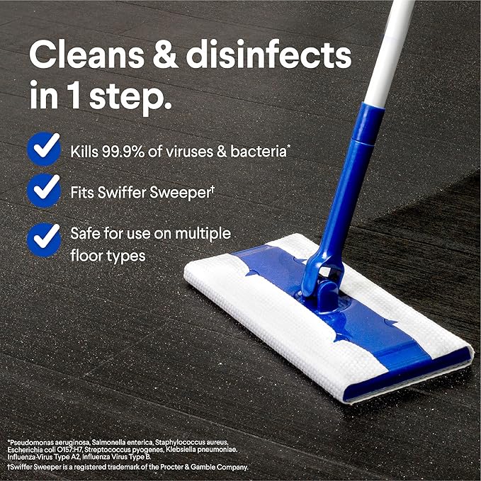 Clorox Scentiva Disinfecting Wet Mop Pad, Disposable Heads, Multi-Surface Floor Wipes, Lavender and Jasmine, 2 Packs, 24 Refills Per Pack (Package May Vary)