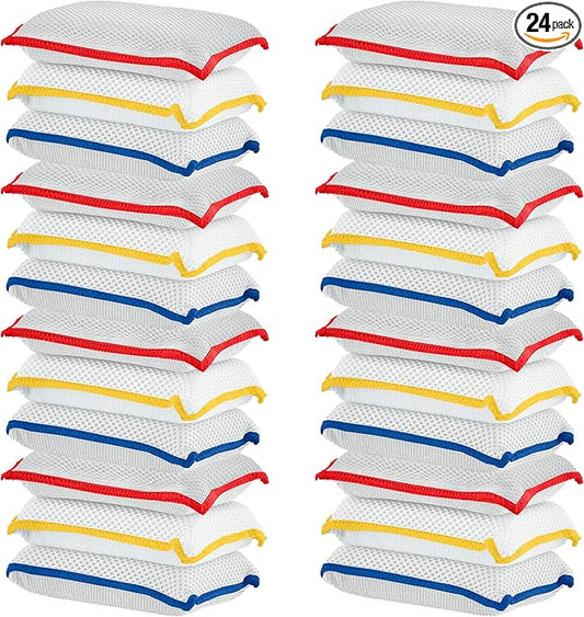 Microfiber Sponges for Dishes, Non-Scratch Sponge Dish Scrubber Heavy Duty Household Cleaning Multi-Purpose Cleaning Supplies Dish Wash Kitchen Cleaners Pack of 24