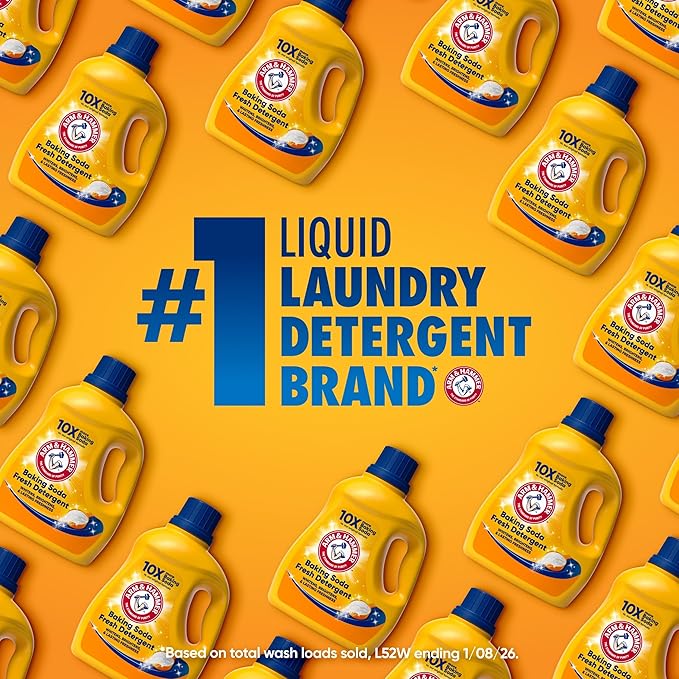 ARM & HAMMER Baking Soda Fresh Liquid Laundry Detergent, Sparkling Fresh Scent, 110 Loads, 110 Fl Oz