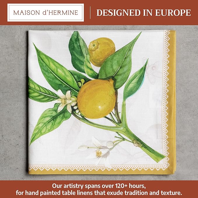 Maison d' Hermine 100% Cotton Cloth Napkins Set of 6 Everyday Reusable Square Napkins Cloth Washable Dinner Party Wedding Restaurant Hotel Kitchen Spring Summer (Limoncello, 20" x 20")
