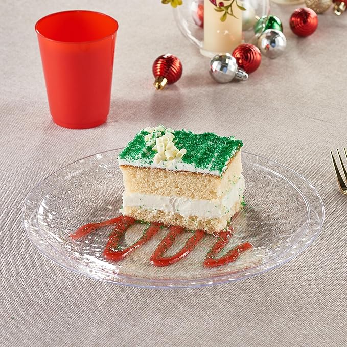 PLASTICPRO 30 Pack Heavyweight Disposable Plastic Plates - Elegant Clear Hammered Platsic Party Dishes (9'' INCH PLATES)