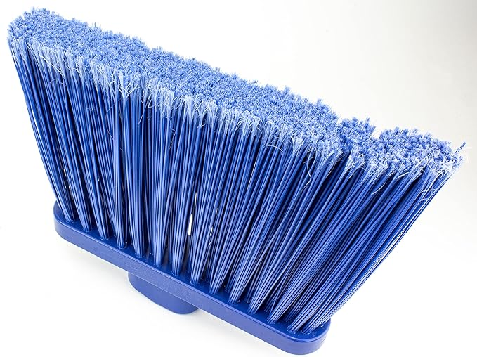 SPARTA Plastic Broom Head, Angled, Flagged for Small Debris Indoor, Outdoor, Home, Restaurant, Lobby, Office, 12 Inches, Blue