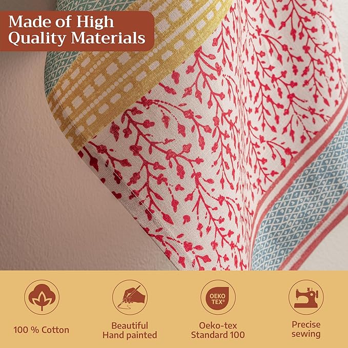 Maison d' Hermine Kitchen Towels Set of 3 100% Cotton 27.50" x 20" Reusable Cloth Tea Dish Towels Absorbent with Hanging Loop for Kitchen Farmhouse Hotel Spring Summer - Marquise