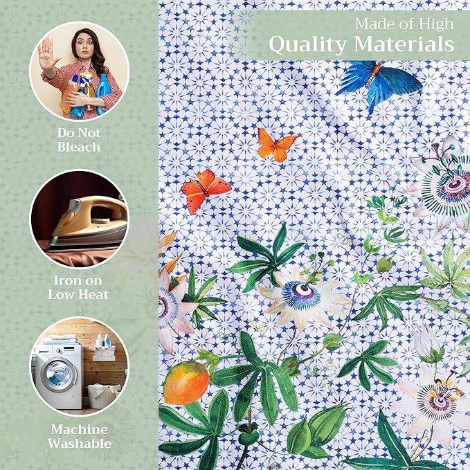 Maison d' Hermine 100% Cotton Cloth Napkins Set of 4 Everyday Reusable Square Napkins Cloth Washable Dinner Party Wedding Restaurant Hotel Kitchen Spring Summer (Passiflora, 20" x 20")