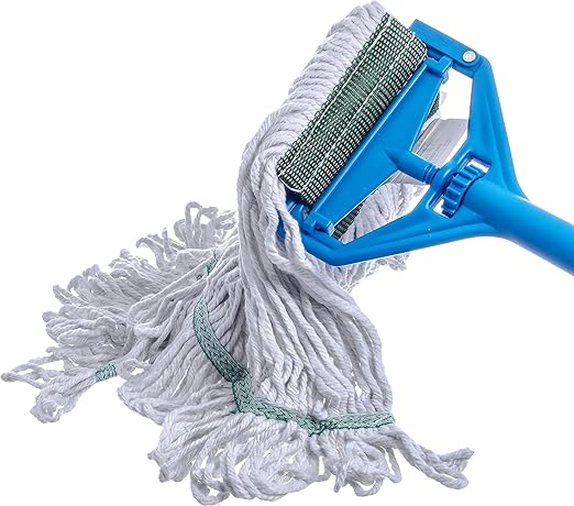 SPARTA Flo-Pac Cotton Mop Head, Loop-Ended, Wide Band with 5" Green Band for Organized Cleaning, Medium, White, (Pack of 12)