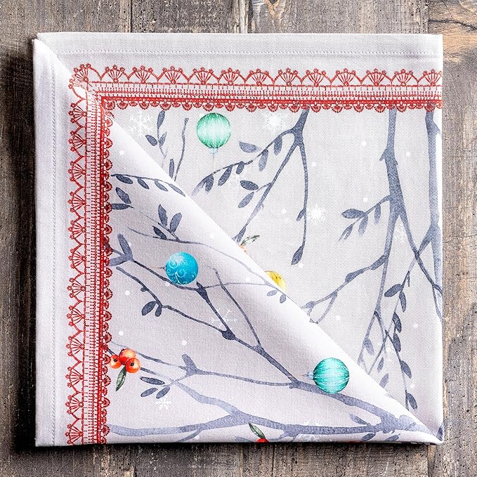 Maison d' Hermine Cloth Napkins Set of 4 100% Cotton for Thanksgiving Christmas Decorations Everyday Reusable Square Fall Napkins Cloth Washable Dinner Party (Fairy Christmas, 20"x20")