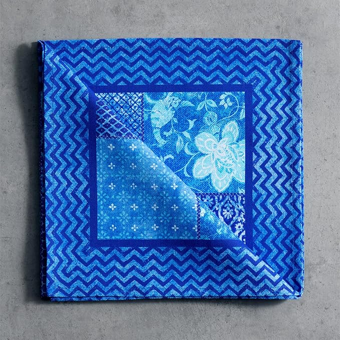Maison d' Hermine 100% Cotton Cloth Napkins Set of 4 Everyday Reusable Square Napkins Cloth Washable Dinner Party Wedding Restaurant Hotel Kitchen Spring Summer (Indigo Love, 20" x 20")