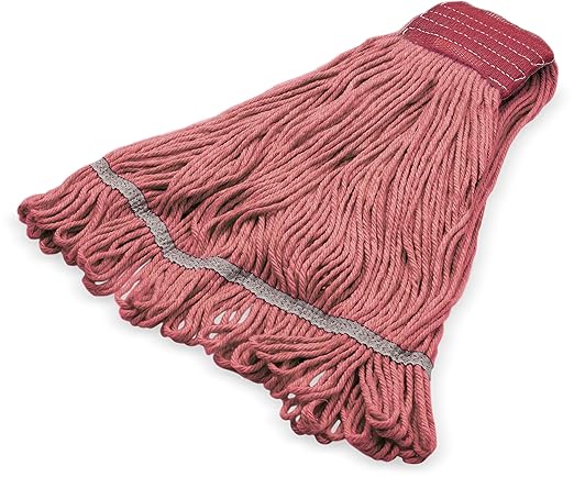 SPARTA Flo-Pac Cotton Mop Head, Loop-Ended, Wide Band with 5" Red Band for Organized Cleaning, Large, Red