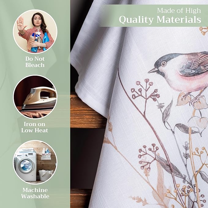 Maison d' Hermine Kitchen Towels Set of 3 100% Cotton 27.50" x 20" Reusable Cloth Dish Towels Absorbent with Hanging Loop for Kitchen Farmhouse Hotel Spring Summer - Meadow Florals - Brown