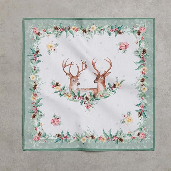 Maison d' Hermine 100% Cotton Cloth Napkins Set of 4 Everyday Reusable Square Napkins Cloth Washable Dinner Party Wedding Restaurant Hotel Kitchen Spring Summer (Xmas, 18" x 18")