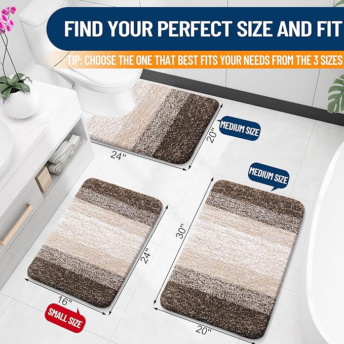 OLANLY Bathroom Runner Rugs Mat 59x20, Extra Soft Absorbent Microfiber Bath Rugs, Rubber Backing, Quick Dry, Washable Long Bath Mats for Bathroom, Tub and Shower, Home Decor Accessories, Light Brown