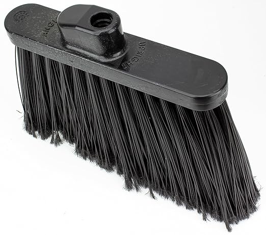 SPARTA Plastic Broom Head, Angled, Flagged for Small Debris Indoor, Outdoor, Home, Restaurant, Lobby, Office, 12 Inches, Black
