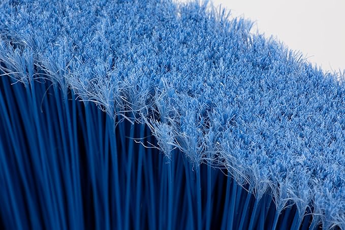 SPARTA 41082EC14 Plastic Color Coded Broom, Flagged Bristles, Long Broom With Angled Head For Large Debris, 56 Inches, Blue