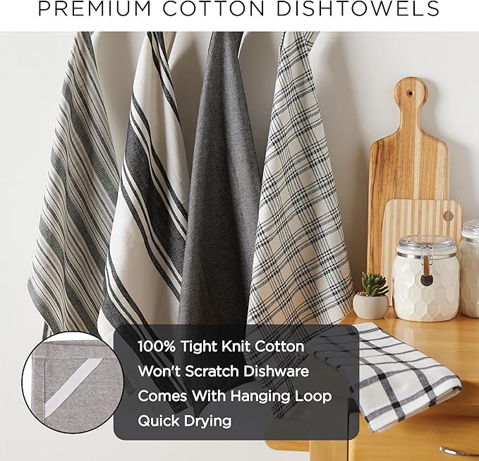 DII Assorted Woven, Kitchen Dishtowel Set, 18x28, Nautical Blue, 5 Piece