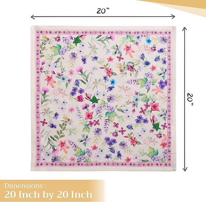 Maison d' Hermine 100% Cotton Cloth Napkins Set of 4 Everyday Reusable Square Napkins Cloth Washable Dinner Party Wedding Restaurant Hotel Kitchen Spring Summer (Chardon, 20" x 20")
