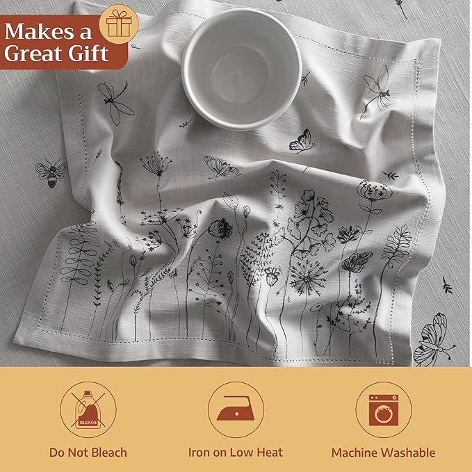 Maison d' Hermine 100% Cotton Cloth Napkins Set of 4 Everyday Reusable Square Napkins Cloth Washable Dinner Party Wedding Restaurant Hotel Kitchen Spring Summer (Flore, 20" x 20")