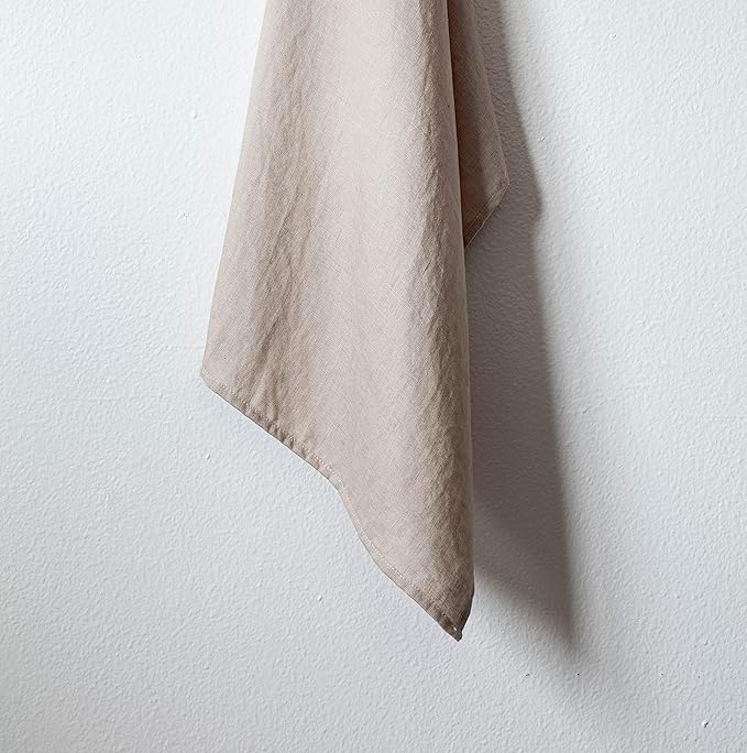 100% Pure Flax Linen Kitchen Towels-20x27 Inch-Stonewashed Flax Linen-Extra Soft Quick Dry for Tea Towels Dish Towels Hand Towels-Set of 2-Taupe