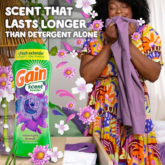 Gain In-Wash Laundry Scent Booster, Moonlight Breeze Scent, 30.1 OZ, Fresh Extender + Odor Protection