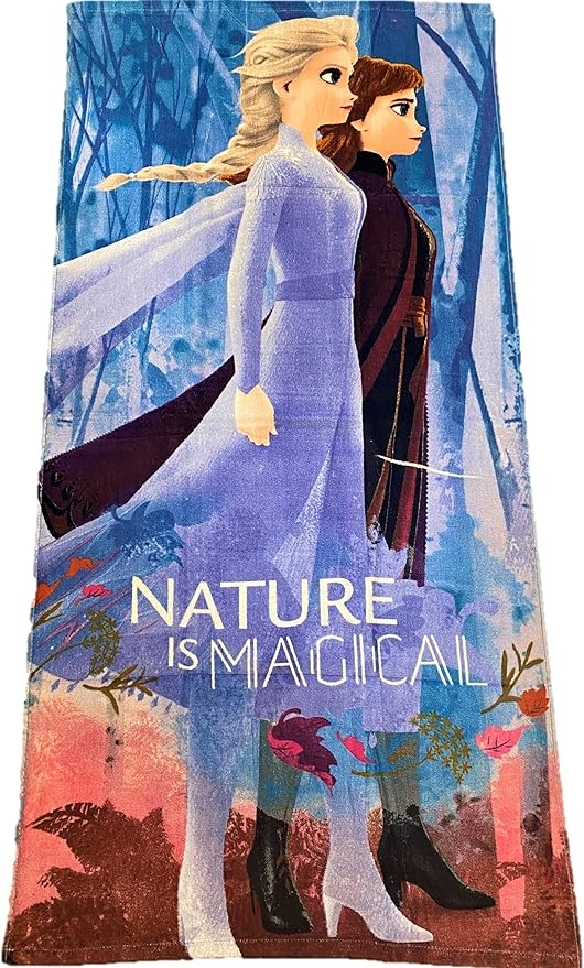 DIISNEY Girls Princess Elsa Stretching Hand and Flowers Hooded Poncho Beach Towel