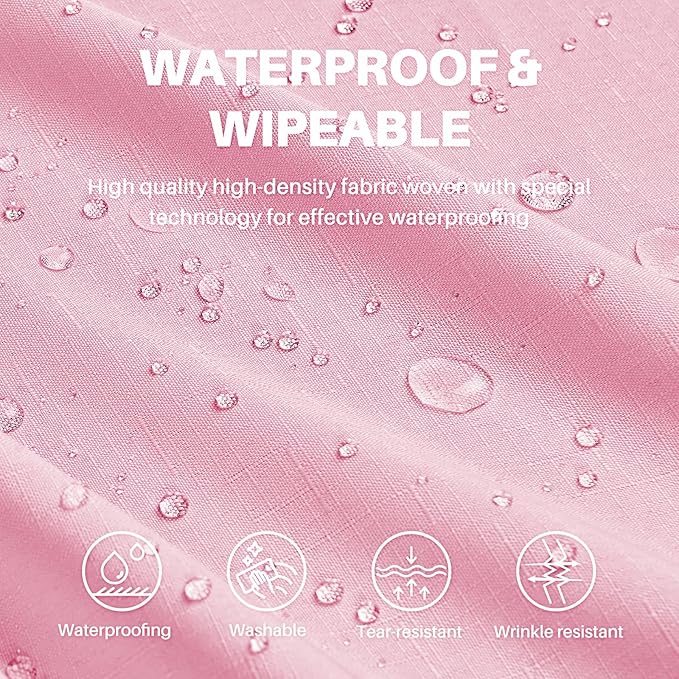 IVAPUPU Textured Linen Table Cloth for Rectangle Table - Pink Tablecloths Rectangular Waterproof Wrinkle Free Wipeable Dining Table Cover for Spring Wedding Birthday Kitchen Decor, 60 x 104 Inch