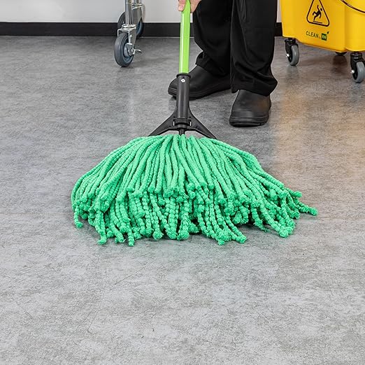 Restaurantware-MOP Head ONLY: Clean Tek Professional 24 Ounce Wet Mop Head, 1 Cut End Refill - Handle Sold Separately, 1.25 Inch Headband, Microfiber Green Replacement, Reusable