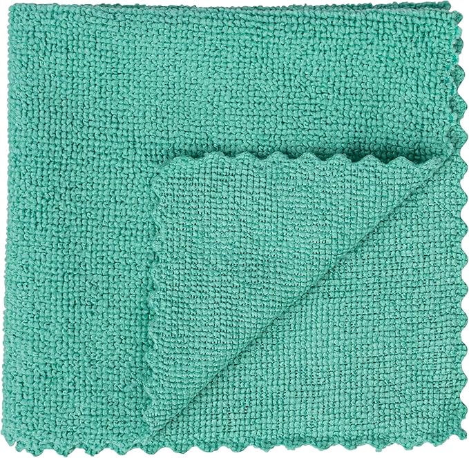 Restaurantware-Clean Tek Professional 11.81 x 11.81 Inch Microfiber Rags in a Box, 250 Absorbent Cleaning Cloths - No-Scratch, Green Microfiber Reusable Edgeless Cleaning Towels, Leaves No Streak