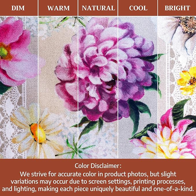 Maison d' Hermine Kitchen Towels Set of 3 100% Cotton 27.50" x 20" Reusable Cloth Tea Dish Towels Absorbent with Hanging Loop for Kitchen Farmhouse Hotel Spring Summer - Pivoine
