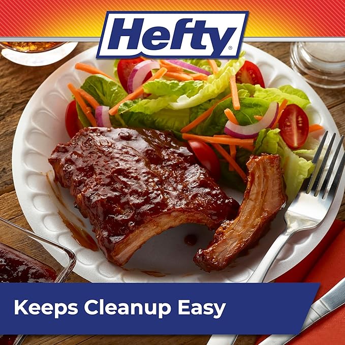 Hefty Everyday 9 Inch Foam Plates, White, 45 Count (Pack of 1)