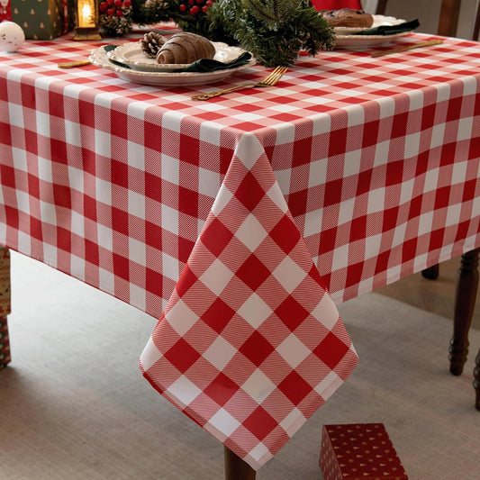 Classic Gingham Tablecloth Fabric - Oblong 58x120 Water Resistant Chequered Pattern Table Cloth for Indoor/Outdoor Use - Tabletop Cover for Birthday, Picnics, Gardens, and Parties