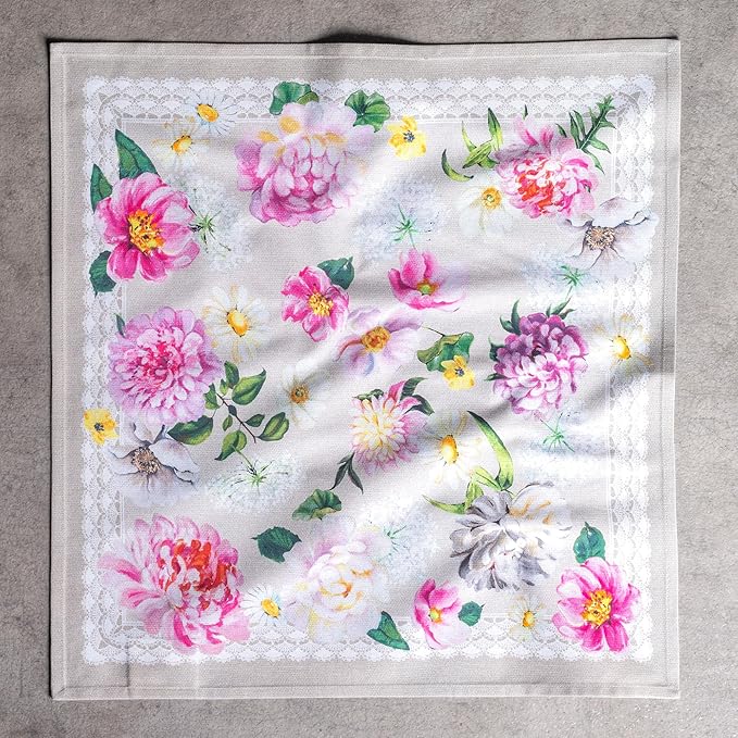 Maison d' Hermine 100% Cotton Cloth Napkins Set of 4 Everyday Reusable Square Napkins Cloth Washable Dinner Party Wedding Restaurant Hotel Kitchen Spring Summer (Pivoine, 20" x 20")