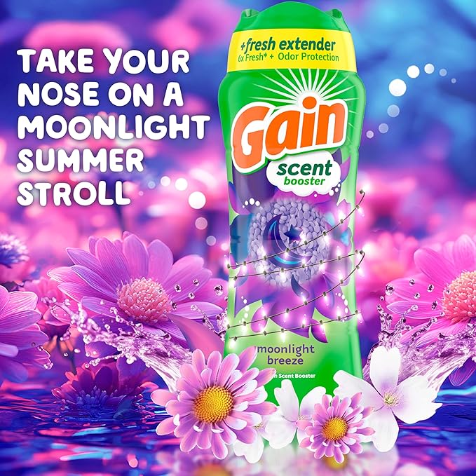 Gain In-Wash Laundry Scent Booster, Moonlight Breeze Scent, 30.1 OZ, Fresh Extender + Odor Protection