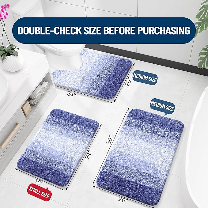 OLANLY Bathroom Runner Rugs Mat 47x17, Extra Soft Absorbent Microfiber Bath Rugs, Rubber Backing, Quick Dry, Washable Long Bath Mats for Bathroom, Tub and Shower, Home Decor Accessories, Blue-Violet