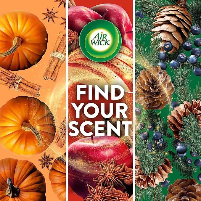Air Wick Plug in Scented Oil Refill, 2ct, Apple Cinnamon Medley, Fall Scent, Essential Oils, Air Freshener