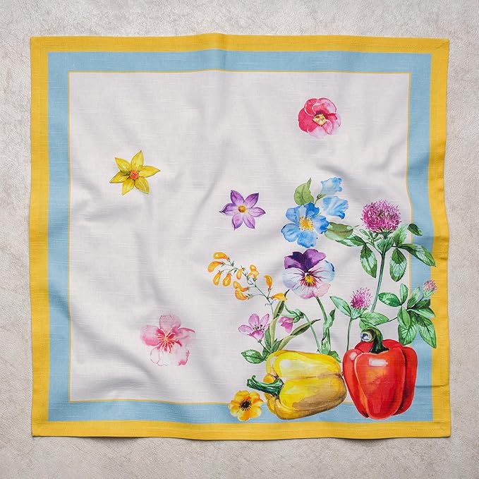 Maison d' Hermine 100% Cotton Cloth Napkins Set of 4 Everyday Reusable Square Napkins Cloth Washable Dinner Party Wedding Restaurant Hotel Kitchen Spring Summer (Giverny, 20" x 20")