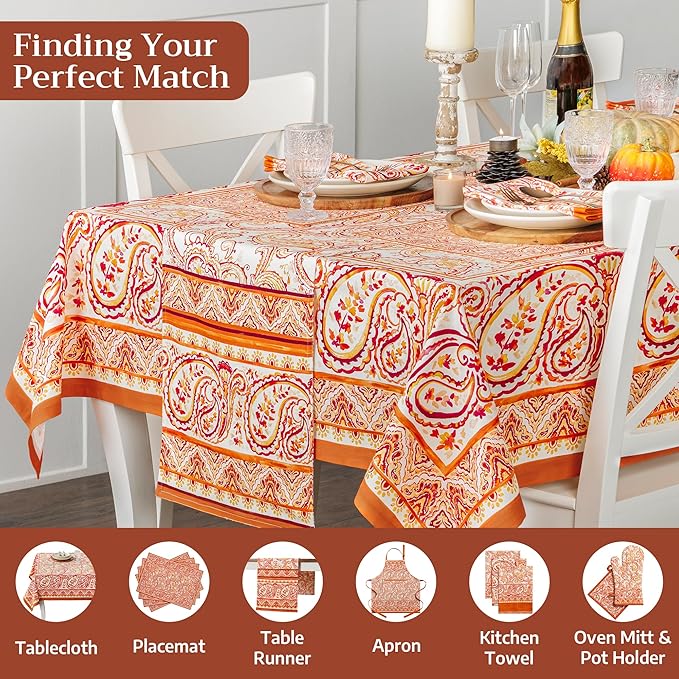 Maison d' Hermine Cloth Napkins Set of 4 100% Cotton for Thanksgiving Christmas Decorations Everyday Reusable Square Fall Napkins Cloth Washable Dinner Party (Palatial Paisley, 20"x20")