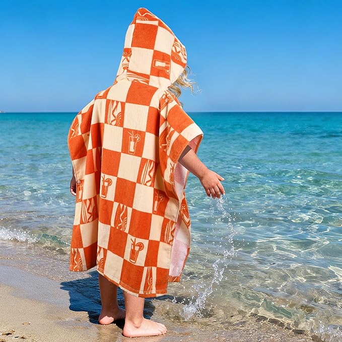 Tirrinia Kids Hooded Beach Towel, Toddler Hooded Bath Towel & Poncho Towel Super Absorbent, Wearable Swim Towel for Kids 3-6 Years Boys Girls at Bath Pool Beach, Birthday Gifts, ORJUICE