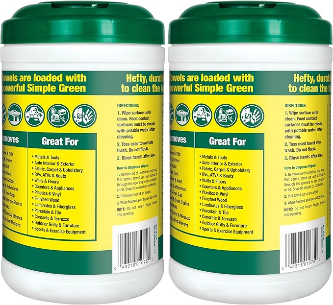 Simple Green Professional Grade Heavy-Duty Cleaning and Degreasing Towels,All-Purpose Cleaning Wipes,75 Count (Pack of 6)