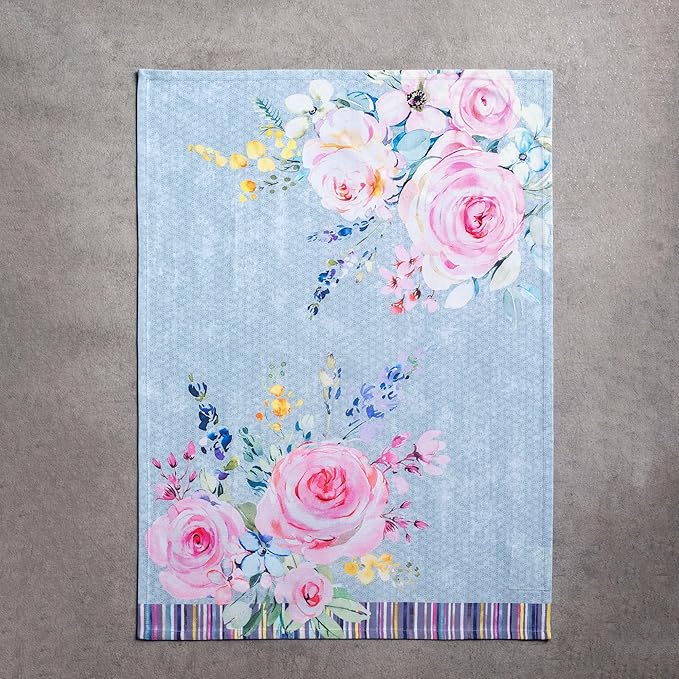 Maison d' Hermine Kitchen Towels Set of 3 100% Cotton 27.50" x 20" Reusable Cloth Tea Dish Towels Absorbent with Hanging Loop for Farmhouse Hotel Spring Summer - Sweet Rose Lavender - Lush