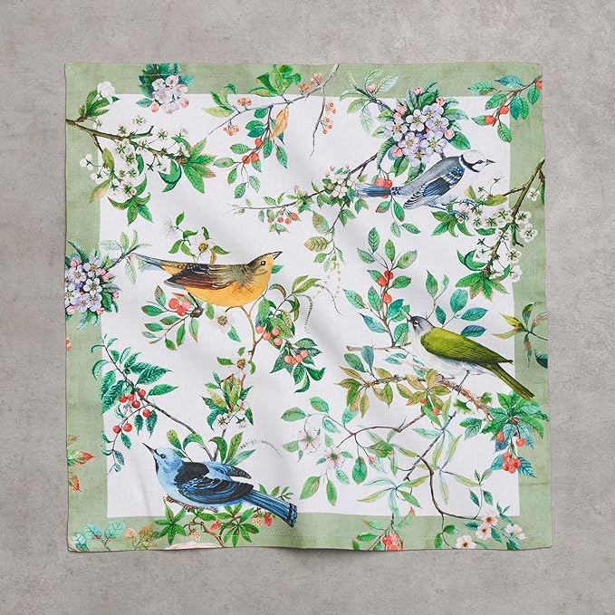 Maison d' Hermine 100% Cotton Cloth Napkins Set of 4 Everyday Reusable Square Napkins Cloth Washable Dinner Party Wedding Restaurant Hotel Kitchen Spring Summer (Mesange, 18" x 18")