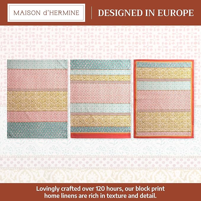 Maison d' Hermine Kitchen Towels Set of 3 100% Cotton 27.50" x 20" Reusable Cloth Tea Dish Towels Absorbent with Hanging Loop for Kitchen Farmhouse Hotel Spring Summer - Provence