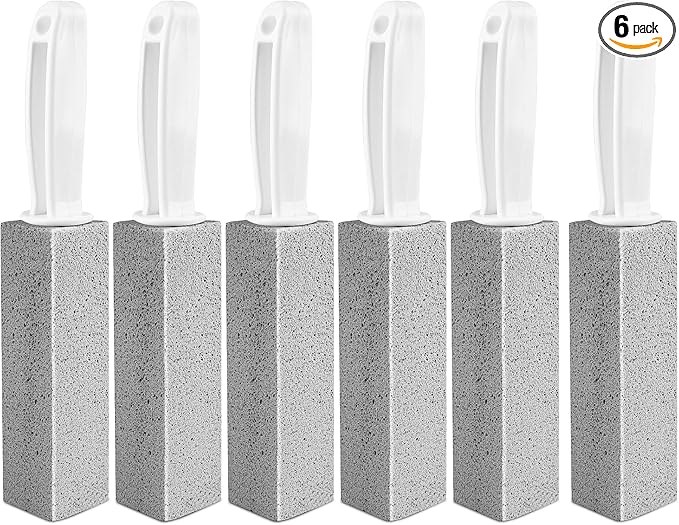 Bexter 6 Pack Pumice Stone Toilet Cleaner with Handle – Bulk Value Hard Water Ring & Stain Remover for Toilet Bowl, Sink, Pool, and Bathroom – Heavy Duty, Non-Scratch Cleaning Tool