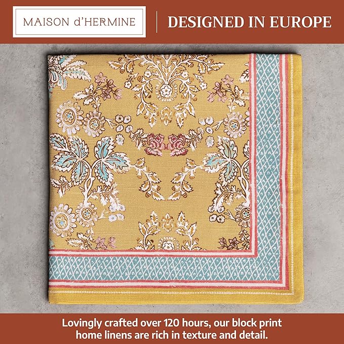 Maison d' Hermine 100% Cotton Cloth Napkins Set of 4 Everyday Reusable Square Napkins Cloth Washable Dinner Party Wedding Restaurant Hotel Kitchen Spring Summer (Marquise, 20" x 20")